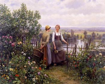 Daniel Ridgway Knight : Maria and Madeleine on the Terrace